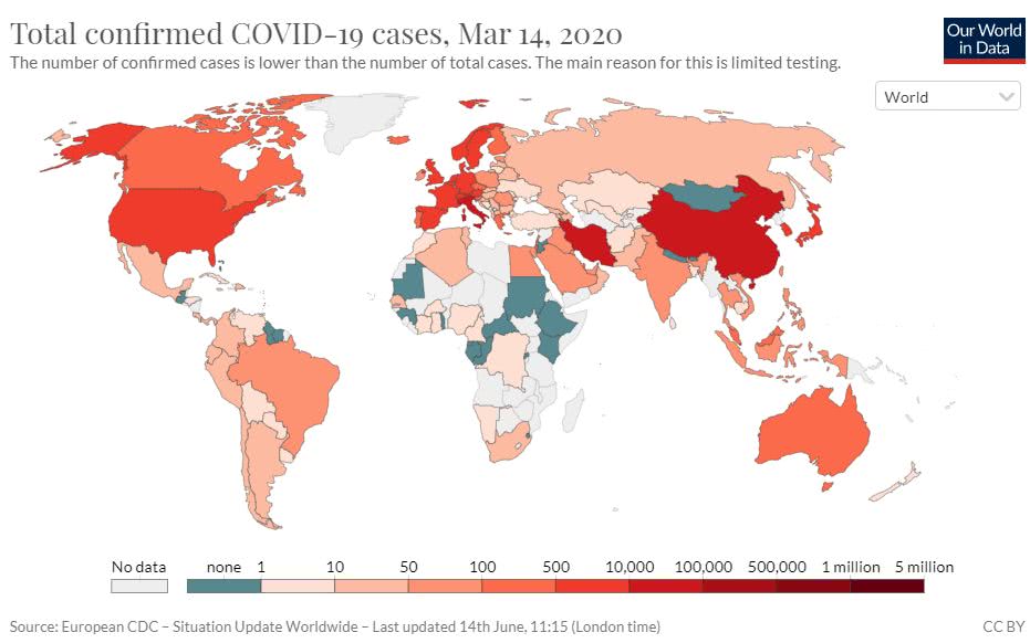 total de casos confirmados de Covid-19 no mundo