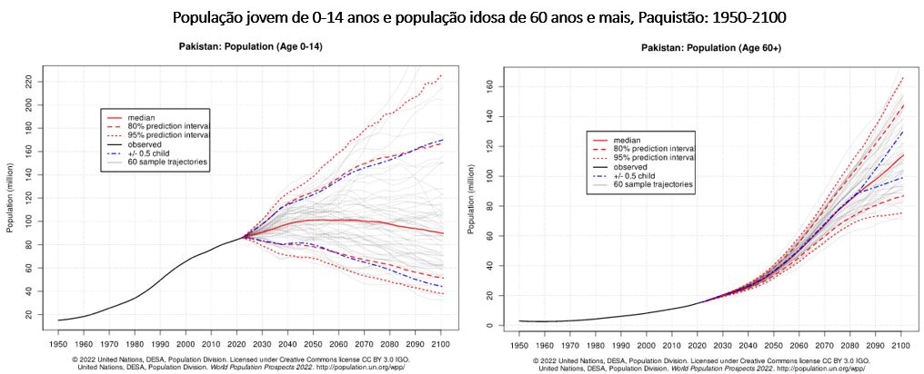 população jovem e população idosa paquistão