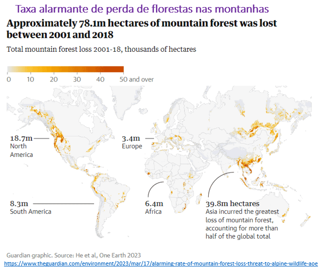 taxa de perda de florestas nas montanhas