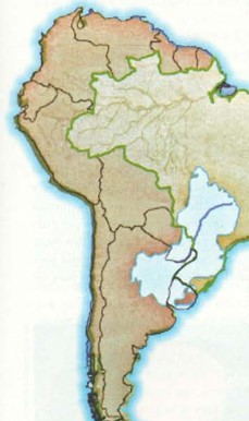 Recorte da localização do Aquífero Guarani no Cone Sul