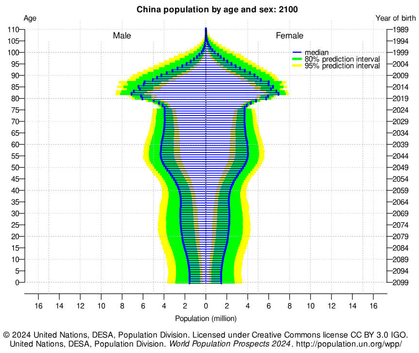 pirâmide populacional da China