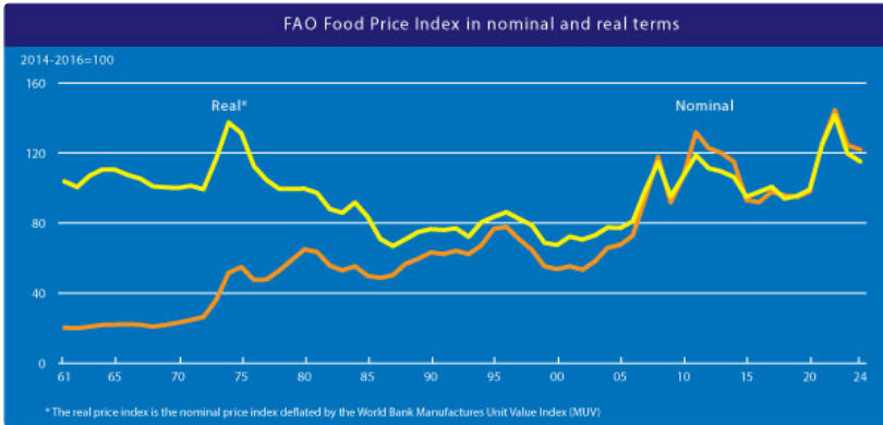 FAO food price index 1961 2024